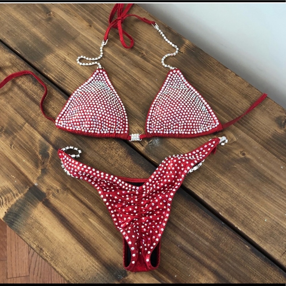 Red competition bikini  suit NPC OCB IFBB
